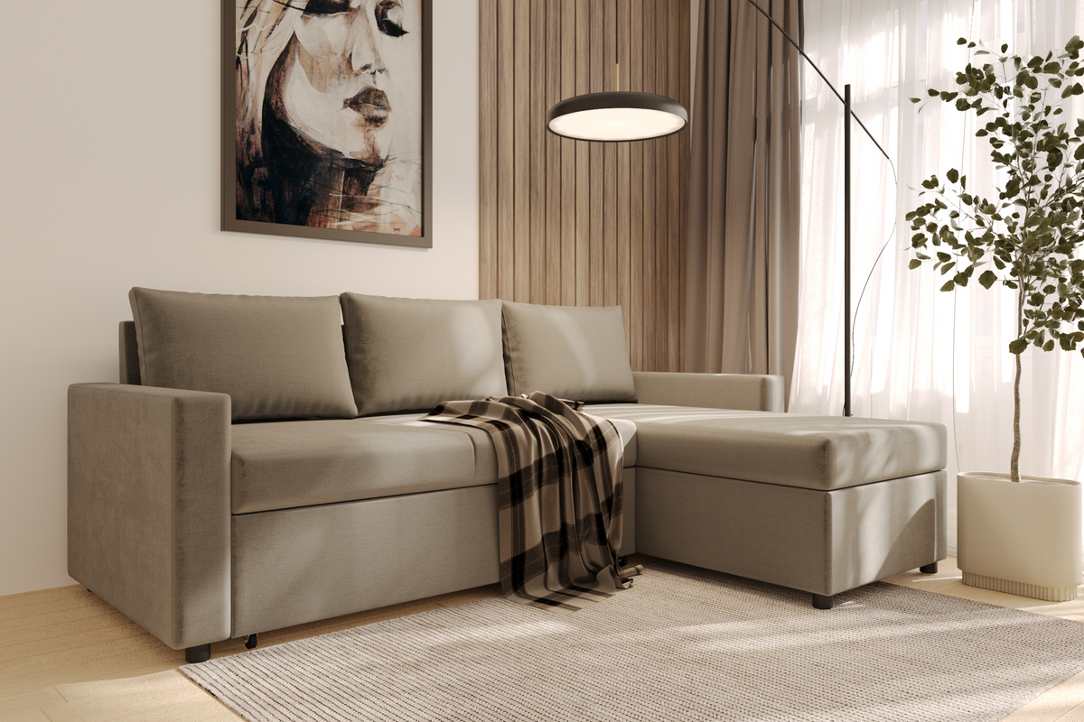 Canapea extensibilă de colț Concept – în ambient de living, configurație spre stânga