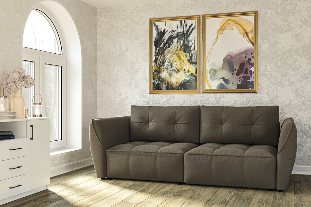 Canapea extensibilă Alb – în ambient de living